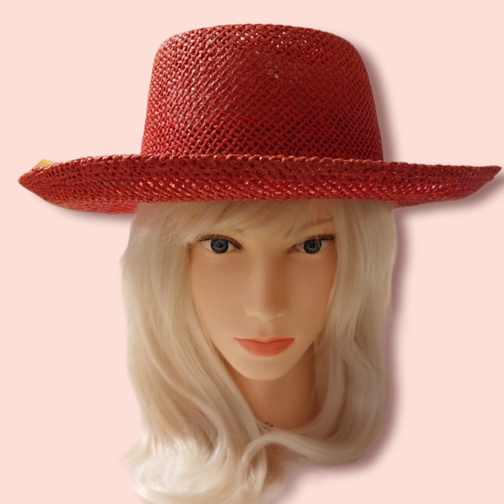 Boho Red Straw Hat - image 1